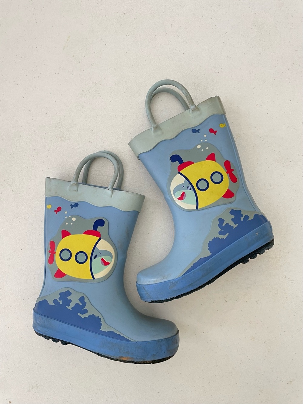 Target Kids Blue Rain Boots with Yellow Submarine Graphic